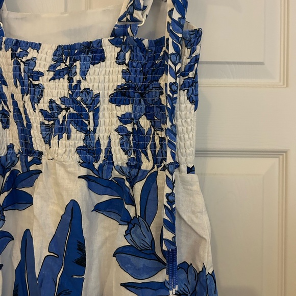 NWT CALYPSO‎ ST. BARTH Linen Blend Beaded Strap Placed Print Midi Dress SZ S - Picture 11 of 16